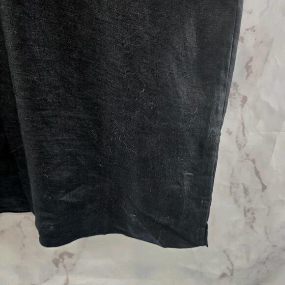 Everlane Shirt Mens Medium Black Linen Polo Short Sleeve Button Collared - Picture 4 of 11